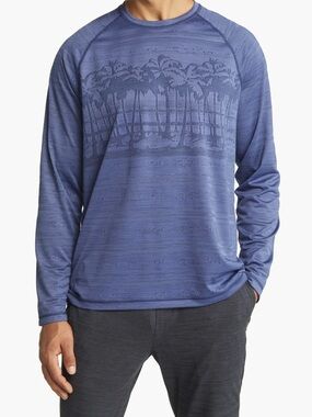 Tommy Bahama Men's Long-Sleeve Palm Jacquard Shirt in Blue size Medium